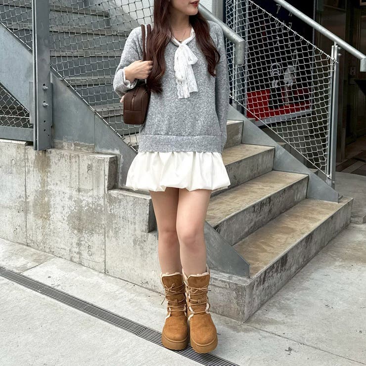 グレー | 【リボンコレクション】裾バルーンミニワンピース | RMAF　NICE CLAUP / OLIVE des OLIVE