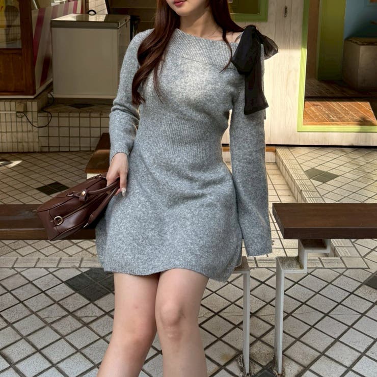 グレー | 【リボンコレクション】マルチウェイニットワンピース | RMAF　NICE CLAUP / OLIVE des OLIVE