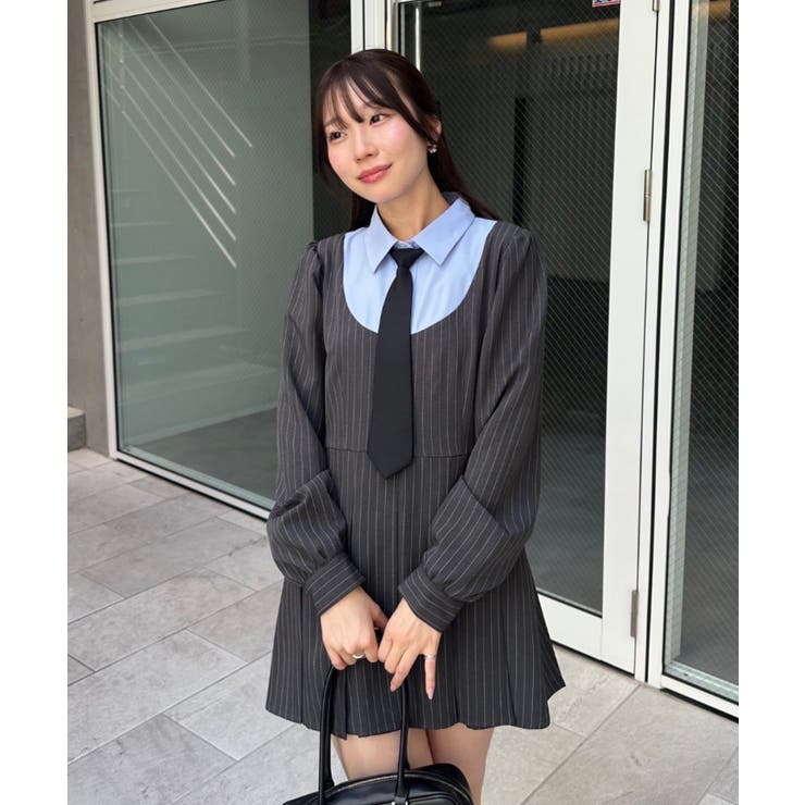 ネクタイ付ドッキングワンピース[品番：OLOW0016943]｜RMAF NICE CLAUP