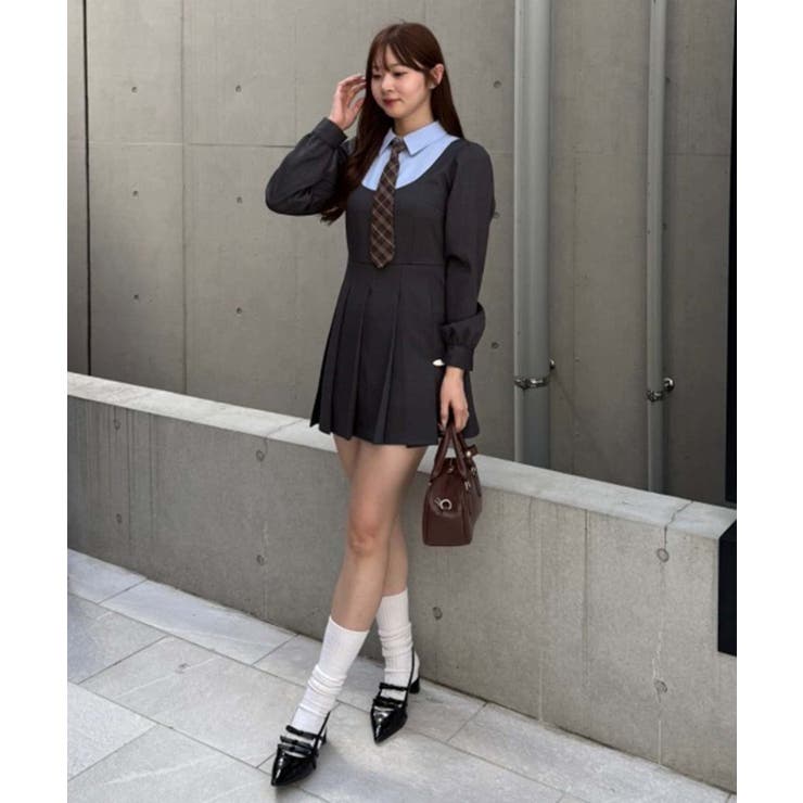 ネクタイ付ドッキングワンピース[品番：OLOW0016943]｜RMAF NICE CLAUP
