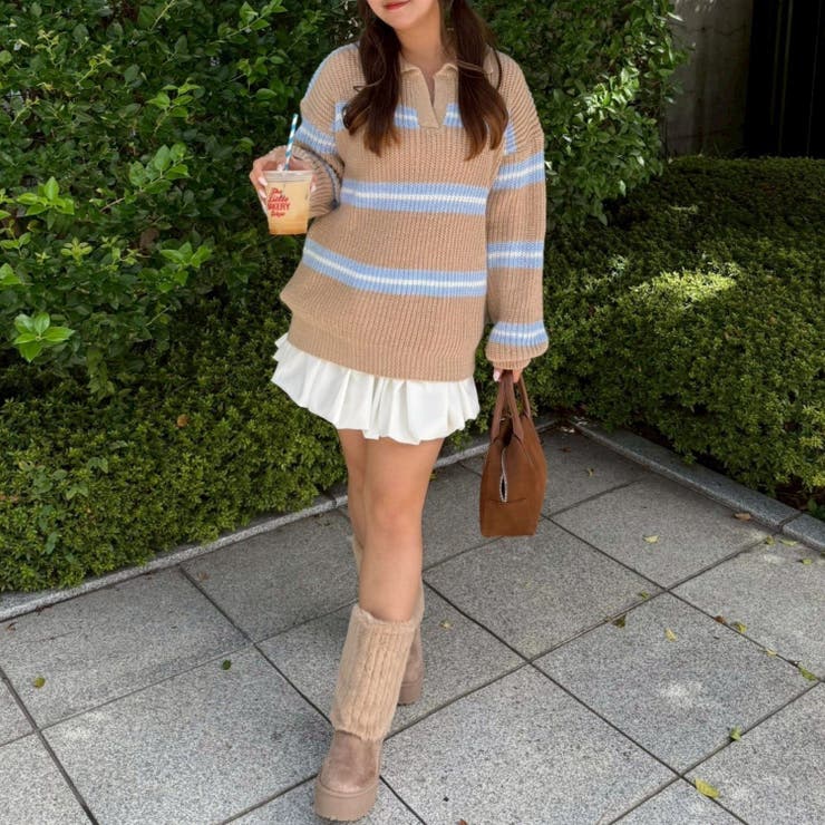 【セットアップ】ボーダーポロニット&ニットショートパンツ | RMAF　NICE CLAUP / OLIVE des OLIVE | 詳細画像13 