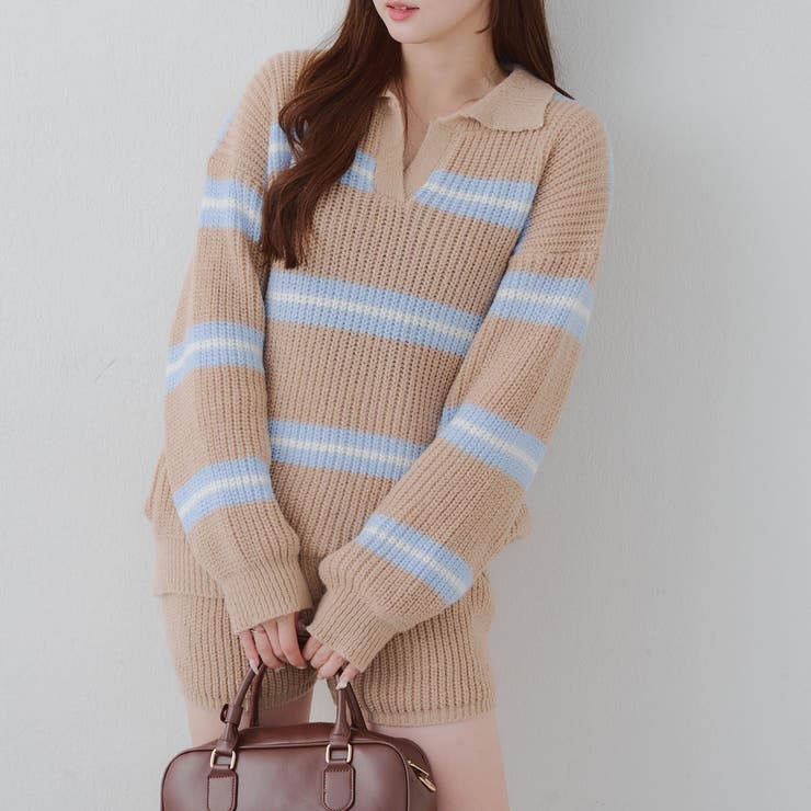 【セットアップ】ボーダーポロニット&ニットショートパンツ | RMAF　NICE CLAUP / OLIVE des OLIVE | 詳細画像19 