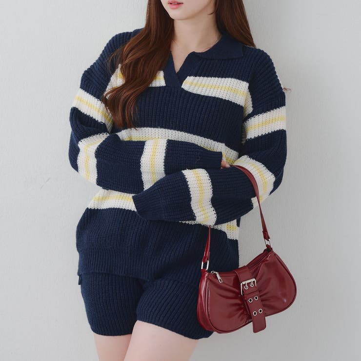 【セットアップ】ボーダーポロニット&ニットショートパンツ | RMAF　NICE CLAUP / OLIVE des OLIVE | 詳細画像25 