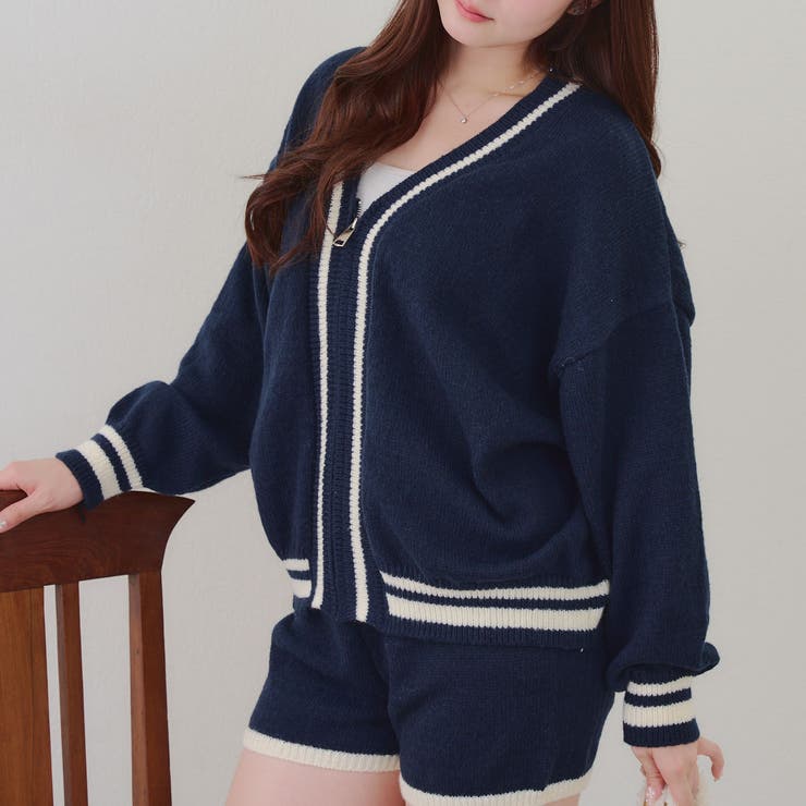 ネイビー | 【セットアップ】ジップカーディガン&ショーパンセット | RMAF　NICE CLAUP / OLIVE des OLIVE