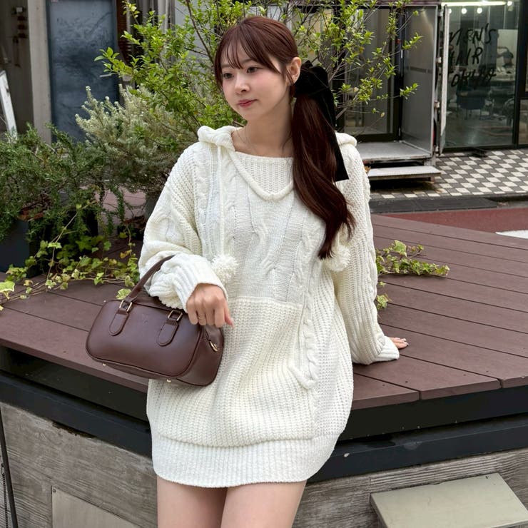 アイボリー | モールケーブルパーカーミニワンピース | RMAF　NICE CLAUP / OLIVE des OLIVE