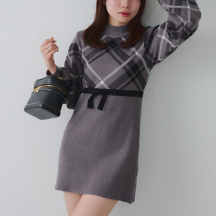 チェック切替ニットミニワンピース | NICE CLAUP / OLIVE des OLIVE　OUTLET | 詳細画像7 