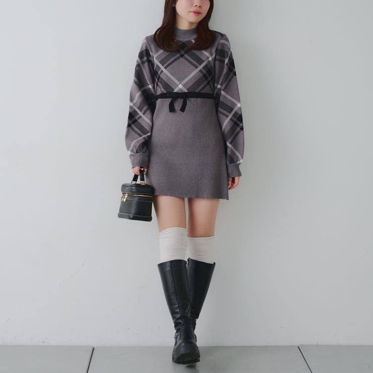チェック切替ニットミニワンピース | NICE CLAUP / OLIVE des OLIVE　OUTLET | 詳細画像11 