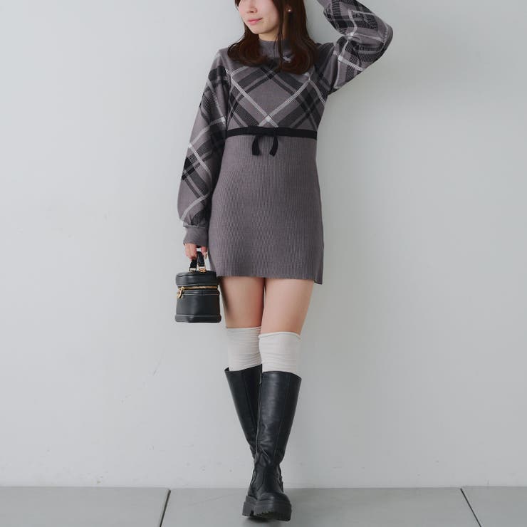 チェック切替ニットミニワンピース | NICE CLAUP / OLIVE des OLIVE　OUTLET | 詳細画像12 
