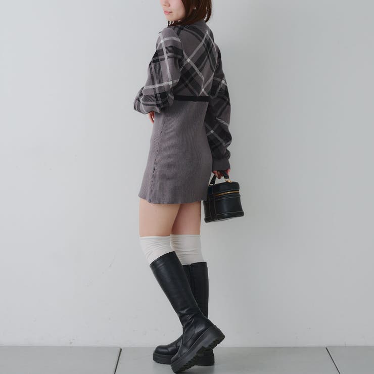 チェック切替ニットミニワンピース | NICE CLAUP / OLIVE des OLIVE　OUTLET | 詳細画像14 