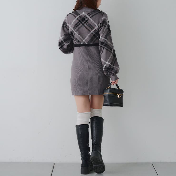 チェック切替ニットミニワンピース | NICE CLAUP / OLIVE des OLIVE　OUTLET | 詳細画像15 