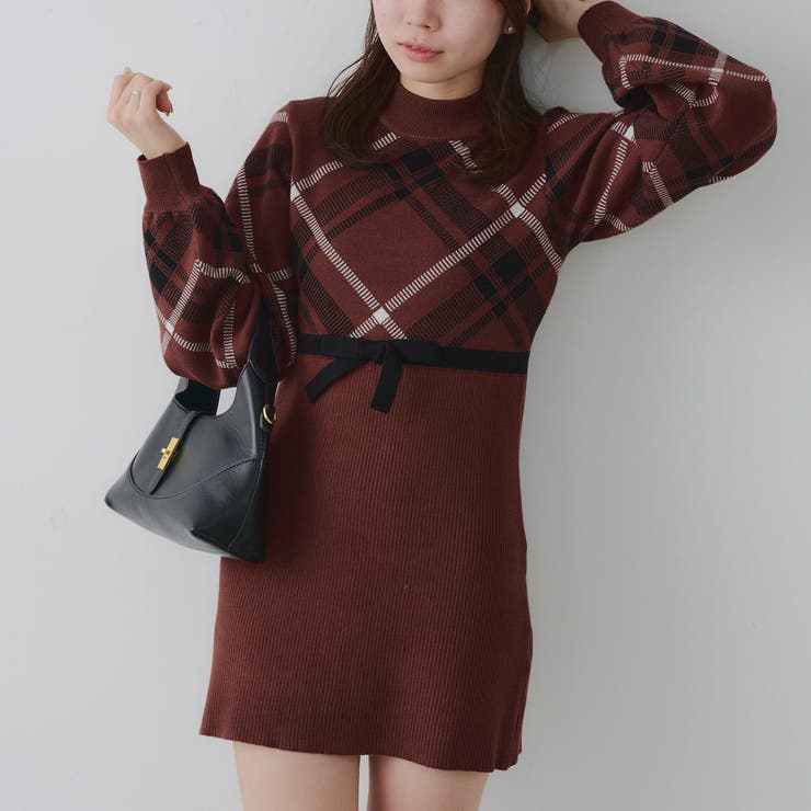 チェック切替ニットミニワンピース | NICE CLAUP / OLIVE des OLIVE　OUTLET | 詳細画像16 