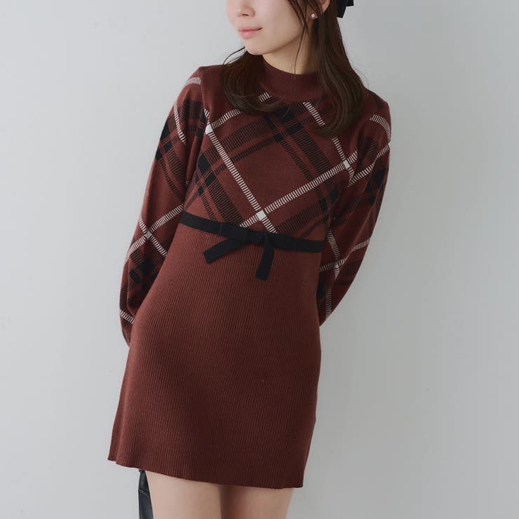 チェック切替ニットミニワンピース | NICE CLAUP / OLIVE des OLIVE　OUTLET | 詳細画像18 