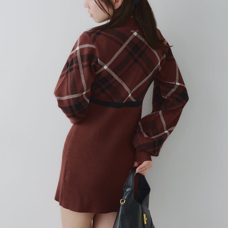 チェック切替ニットミニワンピース | NICE CLAUP / OLIVE des OLIVE　OUTLET | 詳細画像20 