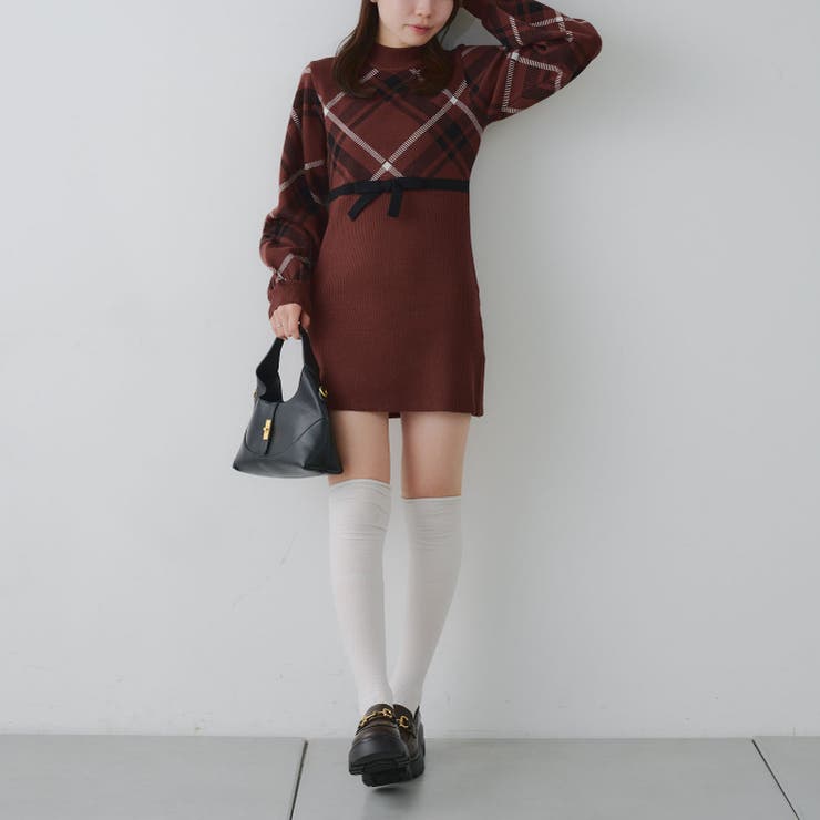 チェック切替ニットミニワンピース | NICE CLAUP / OLIVE des OLIVE　OUTLET | 詳細画像22 