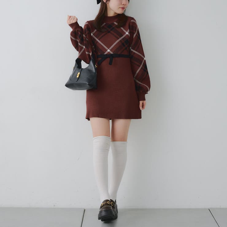 チェック切替ニットミニワンピース | NICE CLAUP / OLIVE des OLIVE　OUTLET | 詳細画像23 