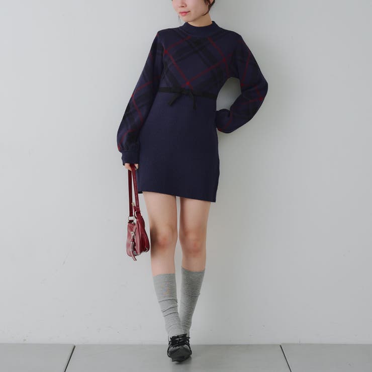 チェック切替ニットミニワンピース | NICE CLAUP / OLIVE des OLIVE　OUTLET | 詳細画像30 