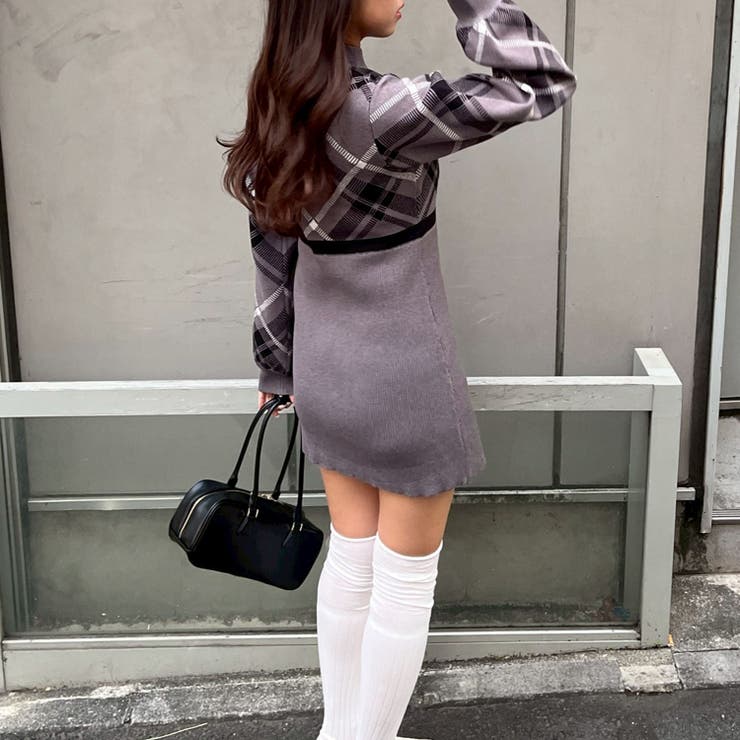 チェック切替ニットミニワンピース | NICE CLAUP / OLIVE des OLIVE　OUTLET | 詳細画像5 