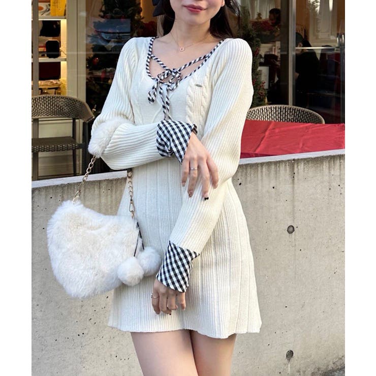 ケーブルニットミニワンピース | RMAF　NICE CLAUP / OLIVE des OLIVE | 詳細画像1 