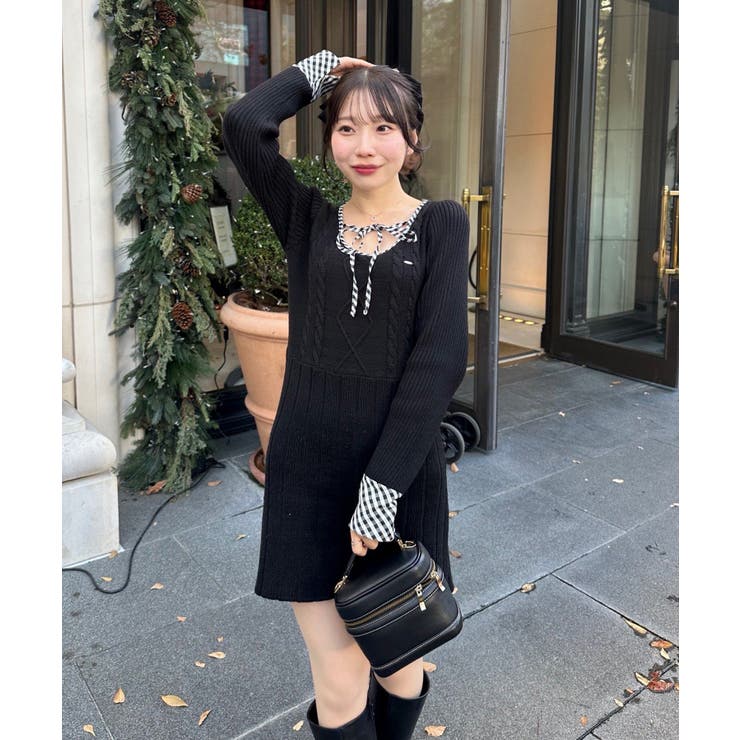 ブラック | ケーブルニットミニワンピース | RMAF　NICE CLAUP / OLIVE des OLIVE