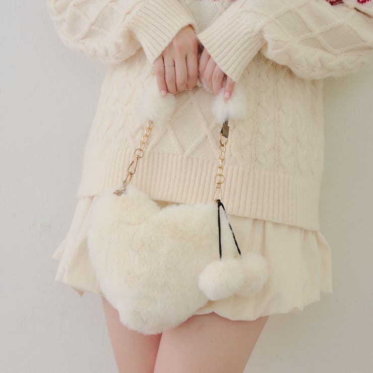 ポンポン付き ハートファーバッグ | RMAF　NICE CLAUP / OLIVE des OLIVE | 詳細画像2 