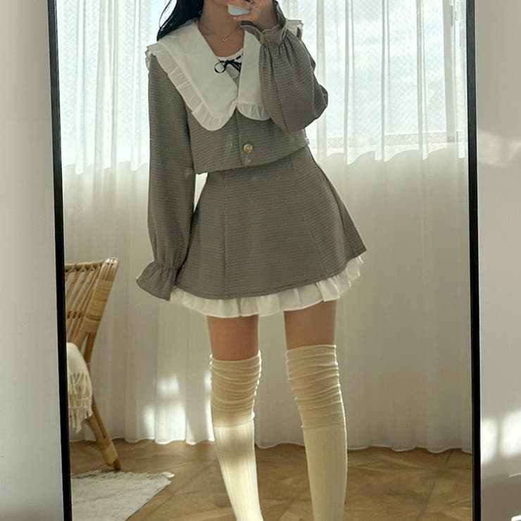 【セットアップ対応】ハイウエスト裾チラリミニスカート | RMAF　NICE CLAUP / OLIVE des OLIVE | 詳細画像7 