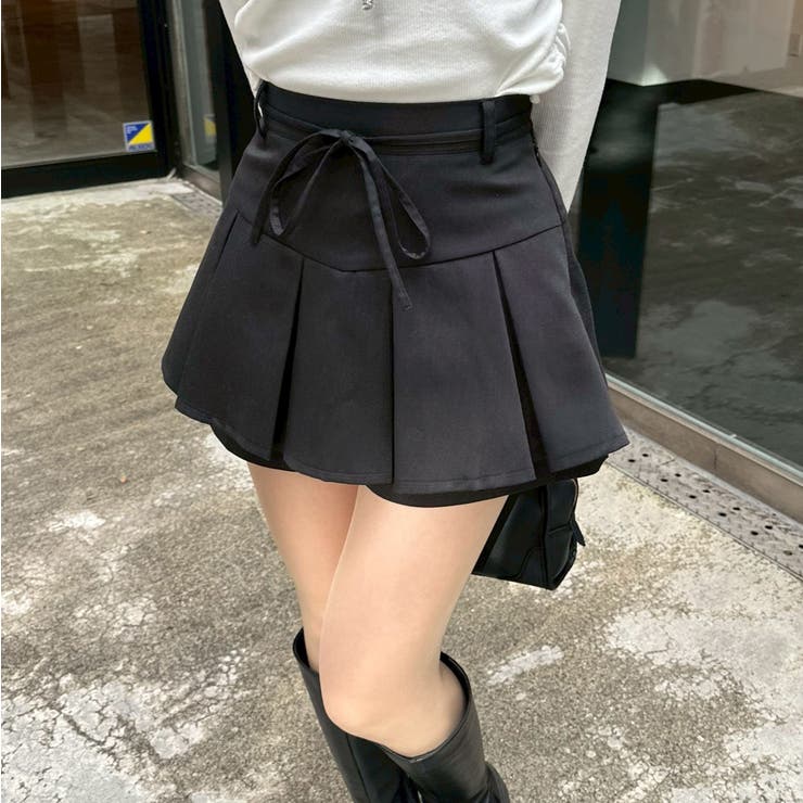 ブラック | リボン付プリーツスカパン | RMAF　NICE CLAUP / OLIVE des OLIVE