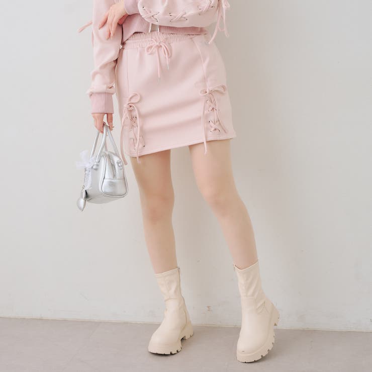 【セットアップ対応】ダンボールレースアップミニスカート | RMAF　NICE CLAUP / OLIVE des OLIVE | 詳細画像2 