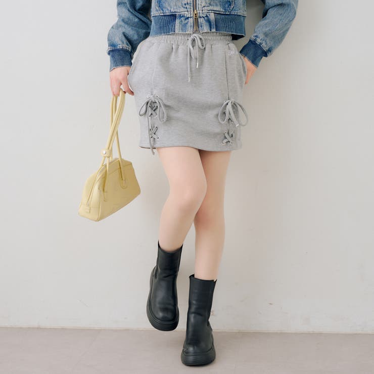 トップグレー | 【セットアップ対応】ダンボールレースアップミニスカート | RMAF　NICE CLAUP / OLIVE des OLIVE