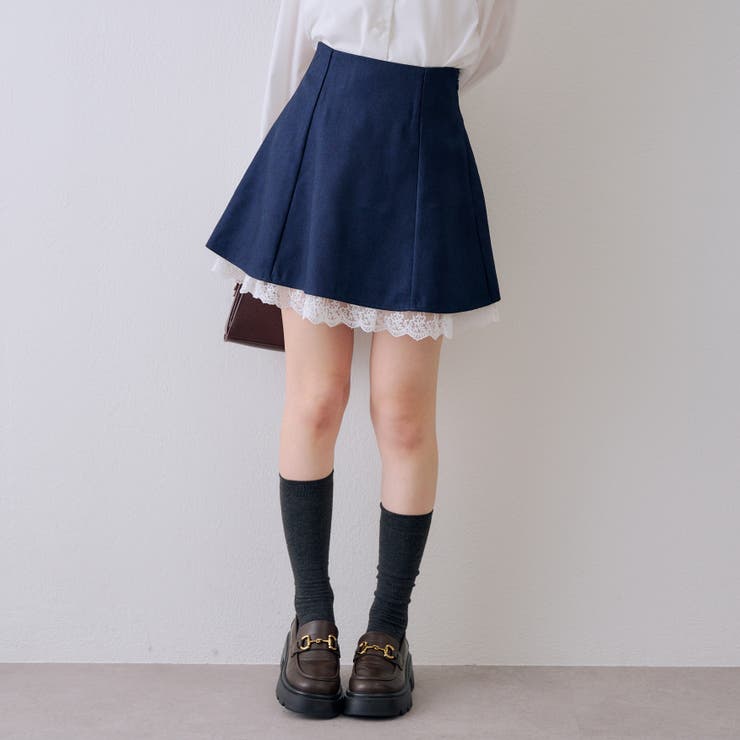 ネイビー | 【セットアップ対応】裾レースミニスカート | RMAF　NICE CLAUP / OLIVE des OLIVE