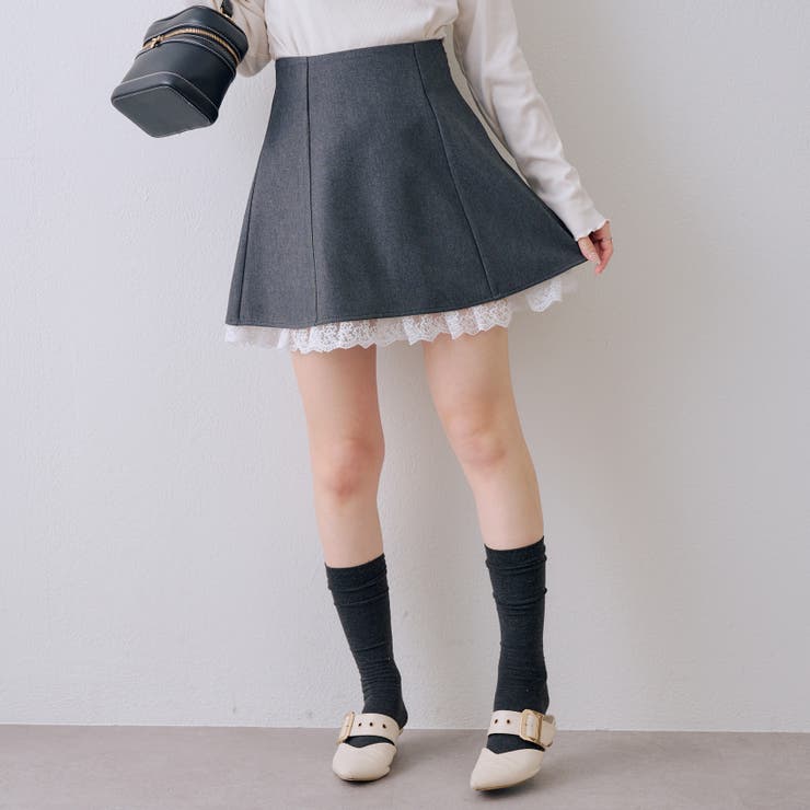 チャコール | 【セットアップ対応】裾レースミニスカート | RMAF　NICE CLAUP / OLIVE des OLIVE