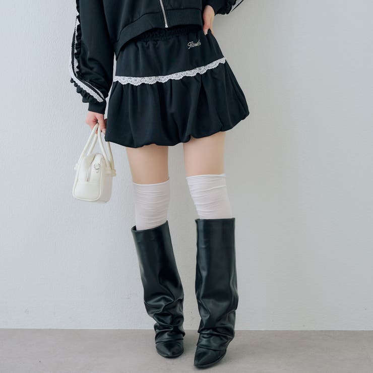 ブラック | 【セットアップ対応】レースバルーンミニスカート | RMAF　NICE CLAUP / OLIVE des OLIVE