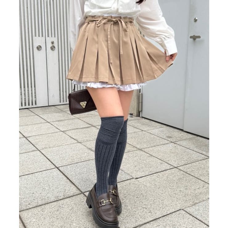 ベージュ | ダブルウエストプリーツミニスカート | RMAF　NICE CLAUP / OLIVE des OLIVE