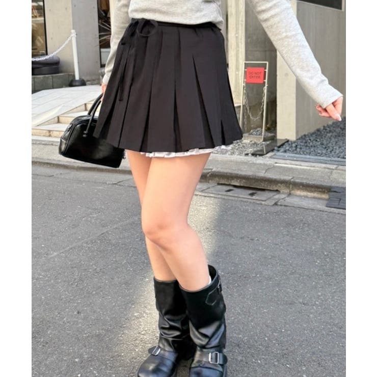 ブラック | ダブルウエストプリーツミニスカート | RMAF　NICE CLAUP / OLIVE des OLIVE