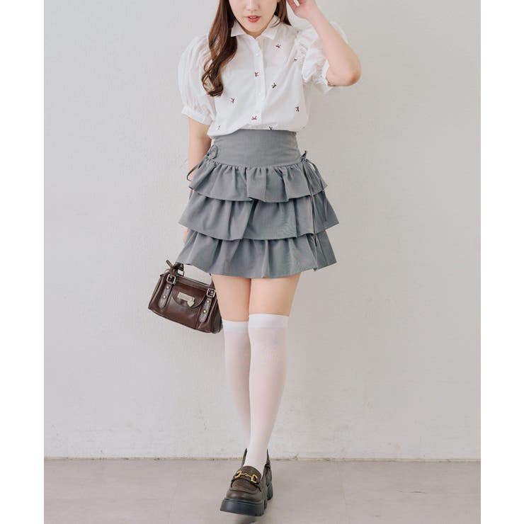 【セットアップ対応】サイドリボンティアードミニスカート | RMAF　NICE CLAUP / OLIVE des OLIVE | 詳細画像7 