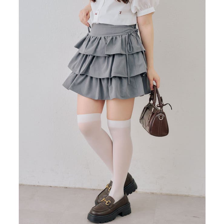 【セットアップ対応】サイドリボンティアードミニスカート | RMAF　NICE CLAUP / OLIVE des OLIVE | 詳細画像3 