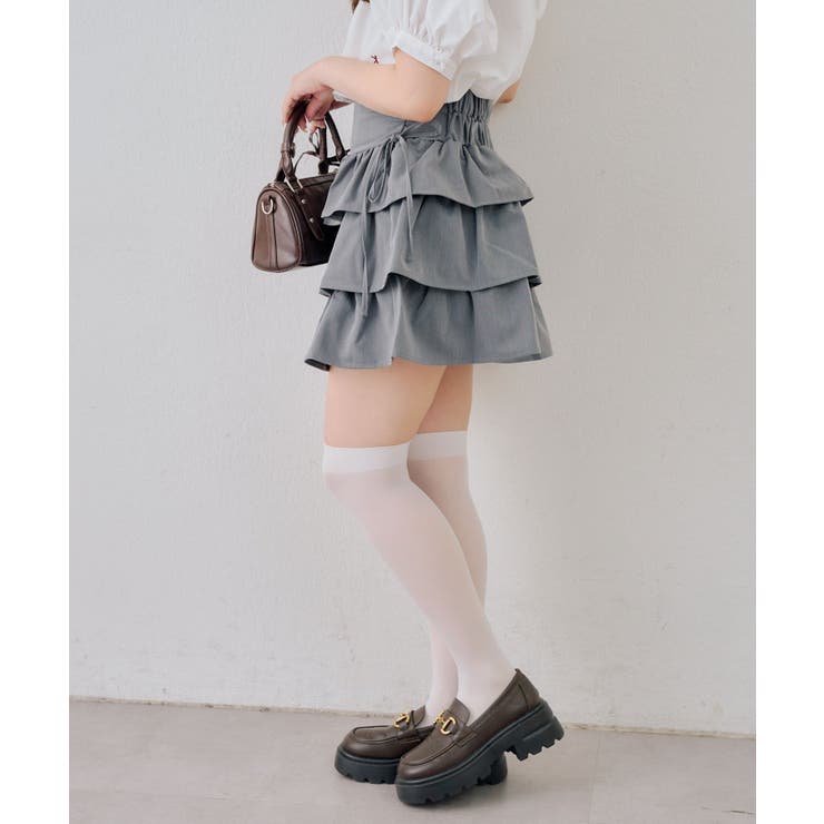 【セットアップ対応】サイドリボンティアードミニスカート | RMAF　NICE CLAUP / OLIVE des OLIVE | 詳細画像4 