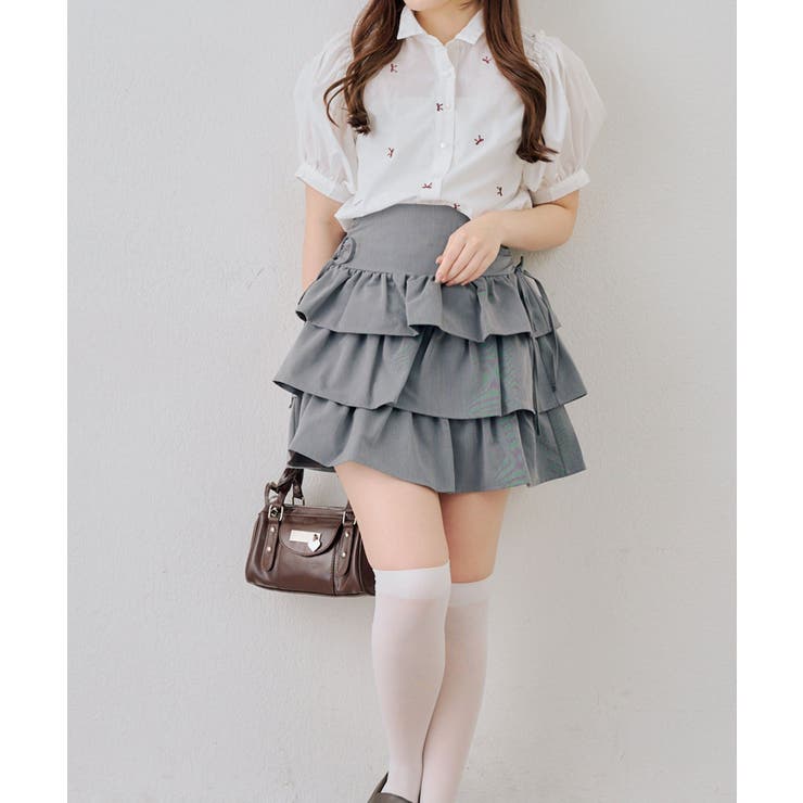 【セットアップ対応】サイドリボンティアードミニスカート | RMAF　NICE CLAUP / OLIVE des OLIVE | 詳細画像5 