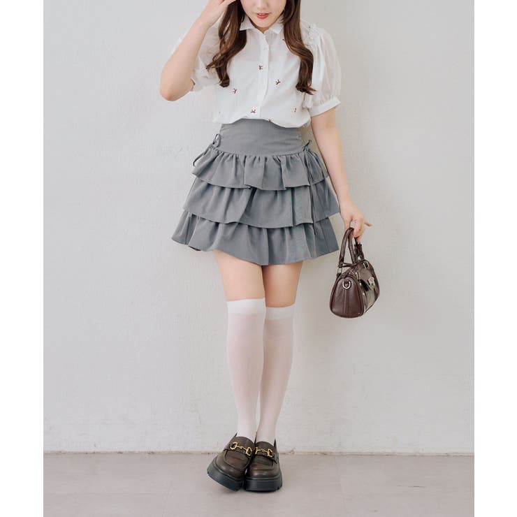 【セットアップ対応】サイドリボンティアードミニスカート | RMAF　NICE CLAUP / OLIVE des OLIVE | 詳細画像6 