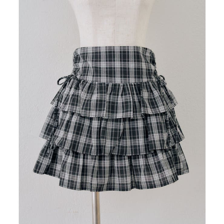 ブラック系 | 【セットアップ対応】サイドリボンティアードミニスカート | RMAF　NICE CLAUP / OLIVE des OLIVE