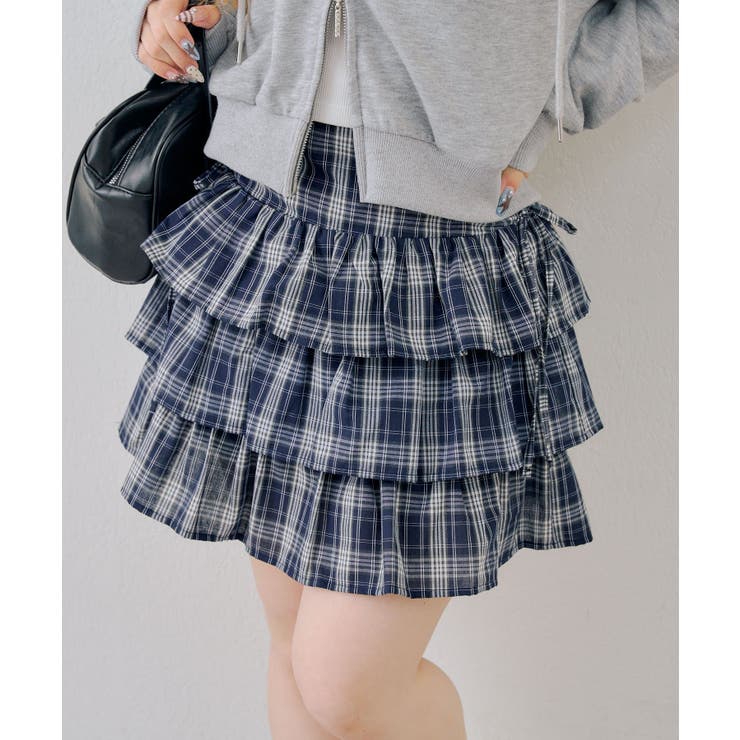 ブルー系 | 【セットアップ対応】サイドリボンティアードミニスカート | RMAF　NICE CLAUP / OLIVE des OLIVE