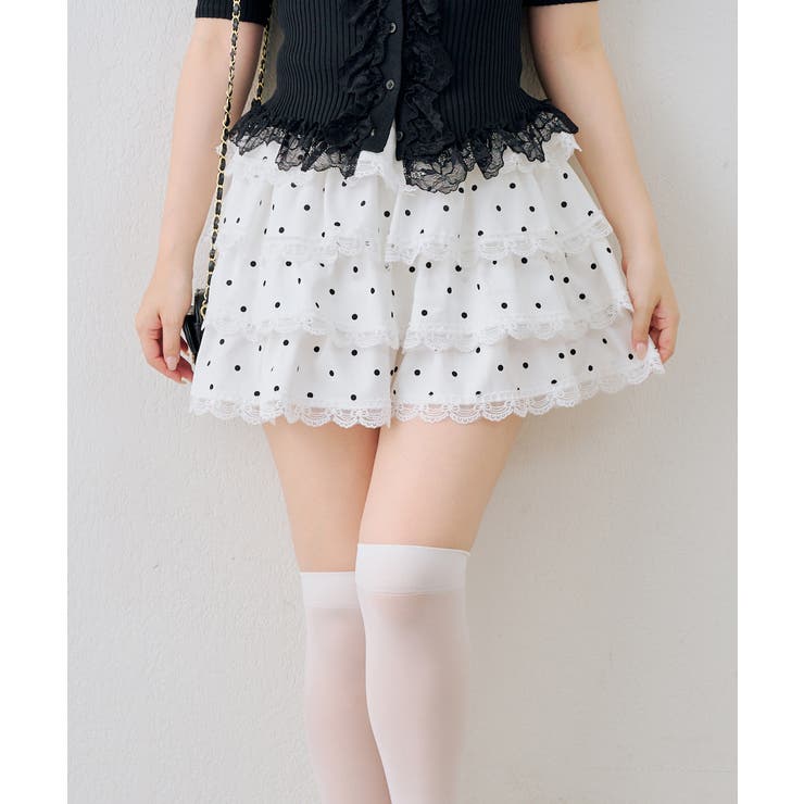ドットレース段々ミニスカート[品番：OLOW0018238]｜RMAF NICE CLAUP
