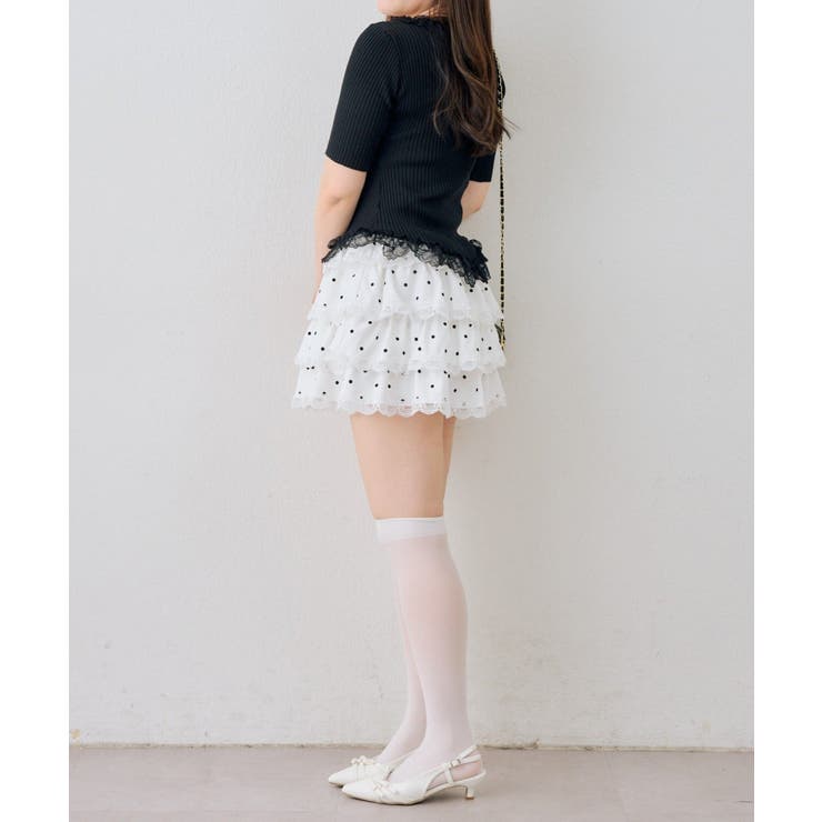 ドットレース段々ミニスカート[品番：OLOW0018238]｜RMAF NICE CLAUP
