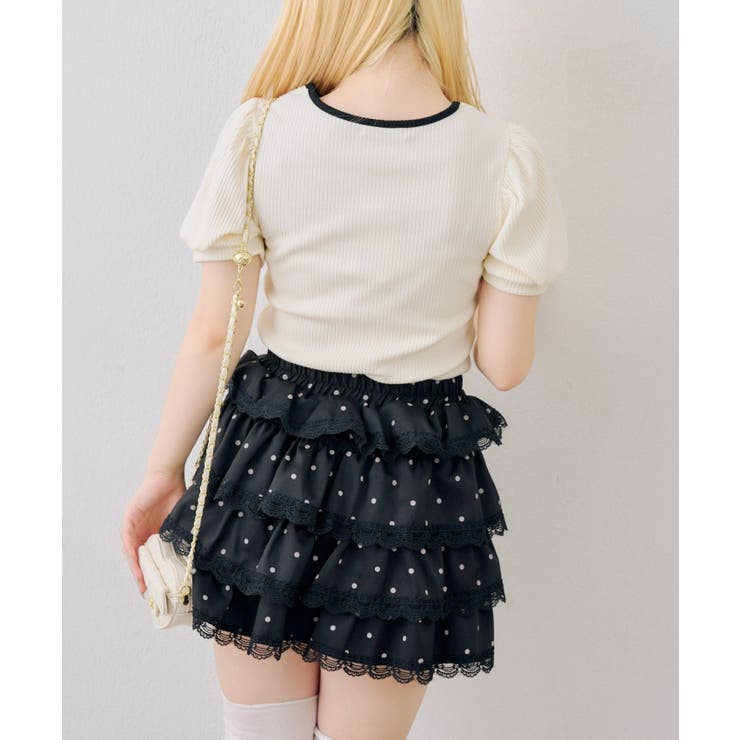 ドットレース段々ミニスカート[品番：OLOW0018238]｜RMAF NICE CLAUP
