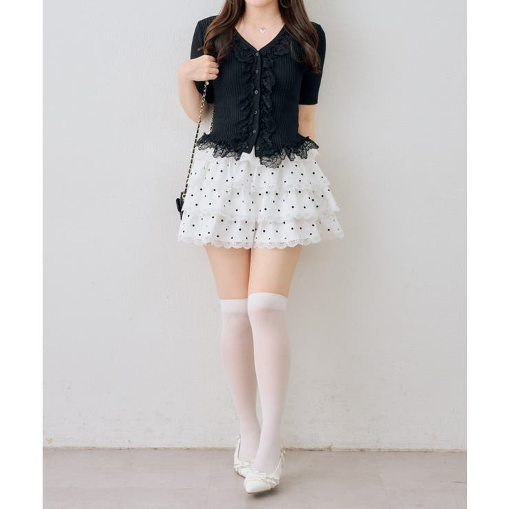 ドットレース段々ミニスカート[品番：OLOW0018238]｜RMAF NICE CLAUP