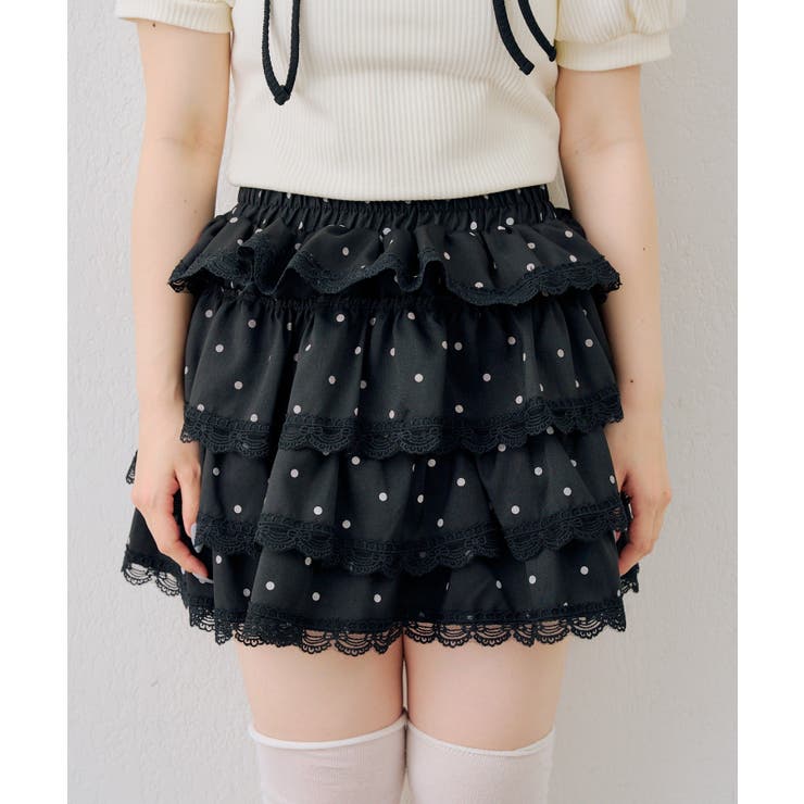 ドットレース段々ミニスカート[品番：OLOW0018238]｜RMAF NICE CLAUP