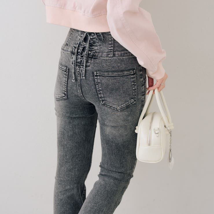 ブラック系 | 【S/M展開】後レースアップフレアパンツ | RMAF　NICE CLAUP / OLIVE des OLIVE