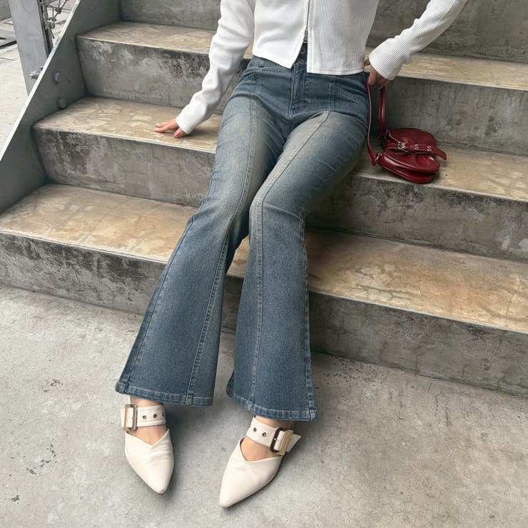 ブルー系 | 【S/M展開】後レースアップフレアパンツ | RMAF　NICE CLAUP / OLIVE des OLIVE