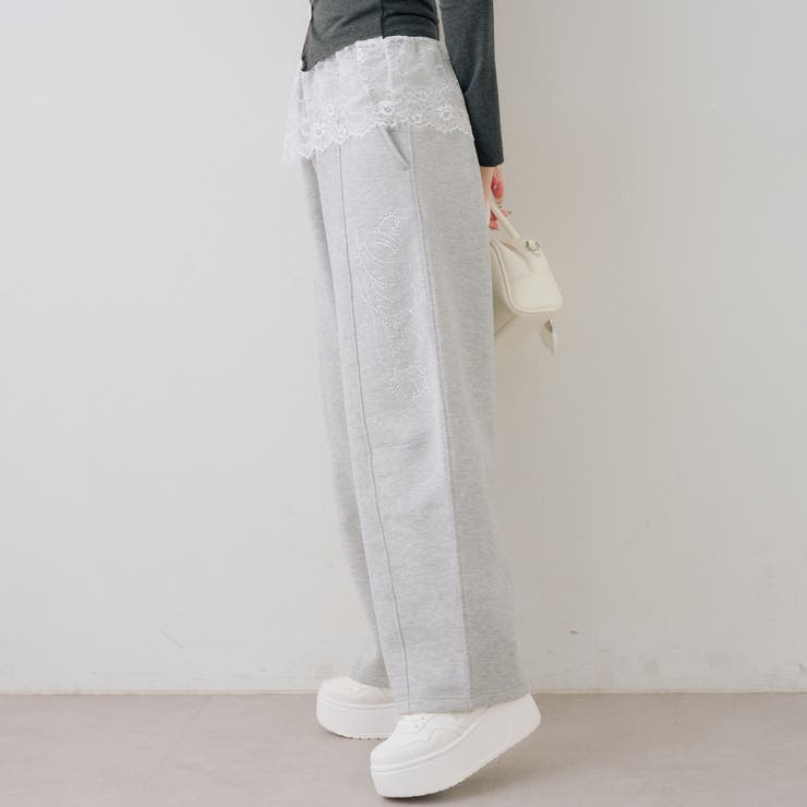 あったか裏起毛 キラキラロゴスウェットパンツ | RMAF　NICE CLAUP / OLIVE des OLIVE | 詳細画像1 