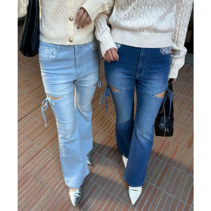 リボン付サイドスリットフレアパンツ | RMAF　NICE CLAUP / OLIVE des OLIVE | 詳細画像4 