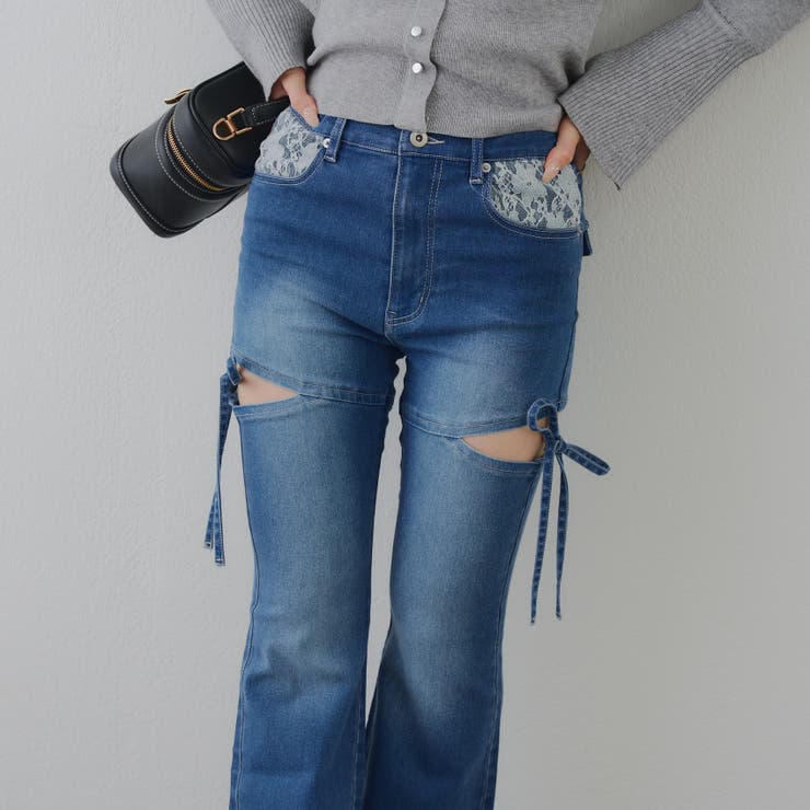 リボン付サイドスリットフレアパンツ | RMAF　NICE CLAUP / OLIVE des OLIVE | 詳細画像14 